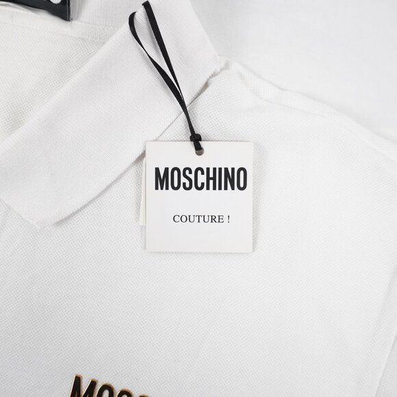 Moschino Logo Polo Shirt In White And Gold Men's Size US 40/EU 50 NWD - Picture 10 of 12